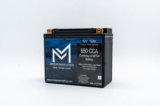 Monster Marine Lithium 650CCA 12V 12AH Cranking Lithium Battery