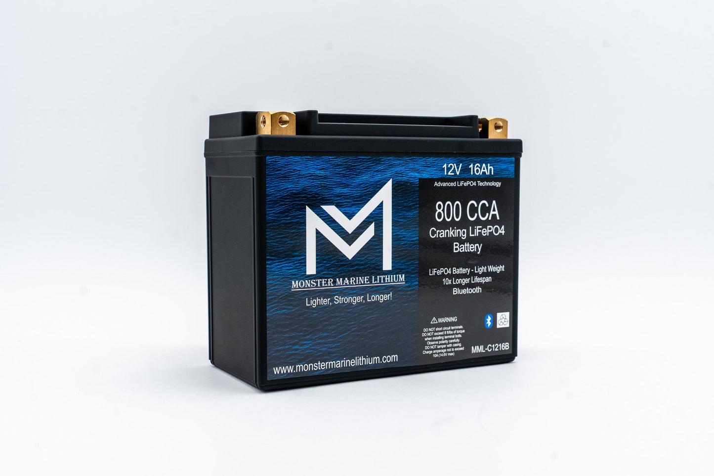 Monster Marine Lithium 800CCA 12V 16AH Cranking Lithium Battery - BLUETOOTH