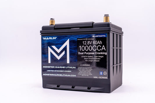 Monster Marine Lithium 1000CCA 12V 60Ah Dual Purpose Cranking Lithium Battery - BLUETOOTH - MML-12CR60B