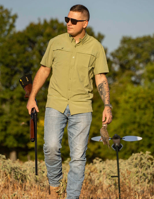 Xotic - Short Sleeve Solid Lifestyle Button Down w/ REPEL-X