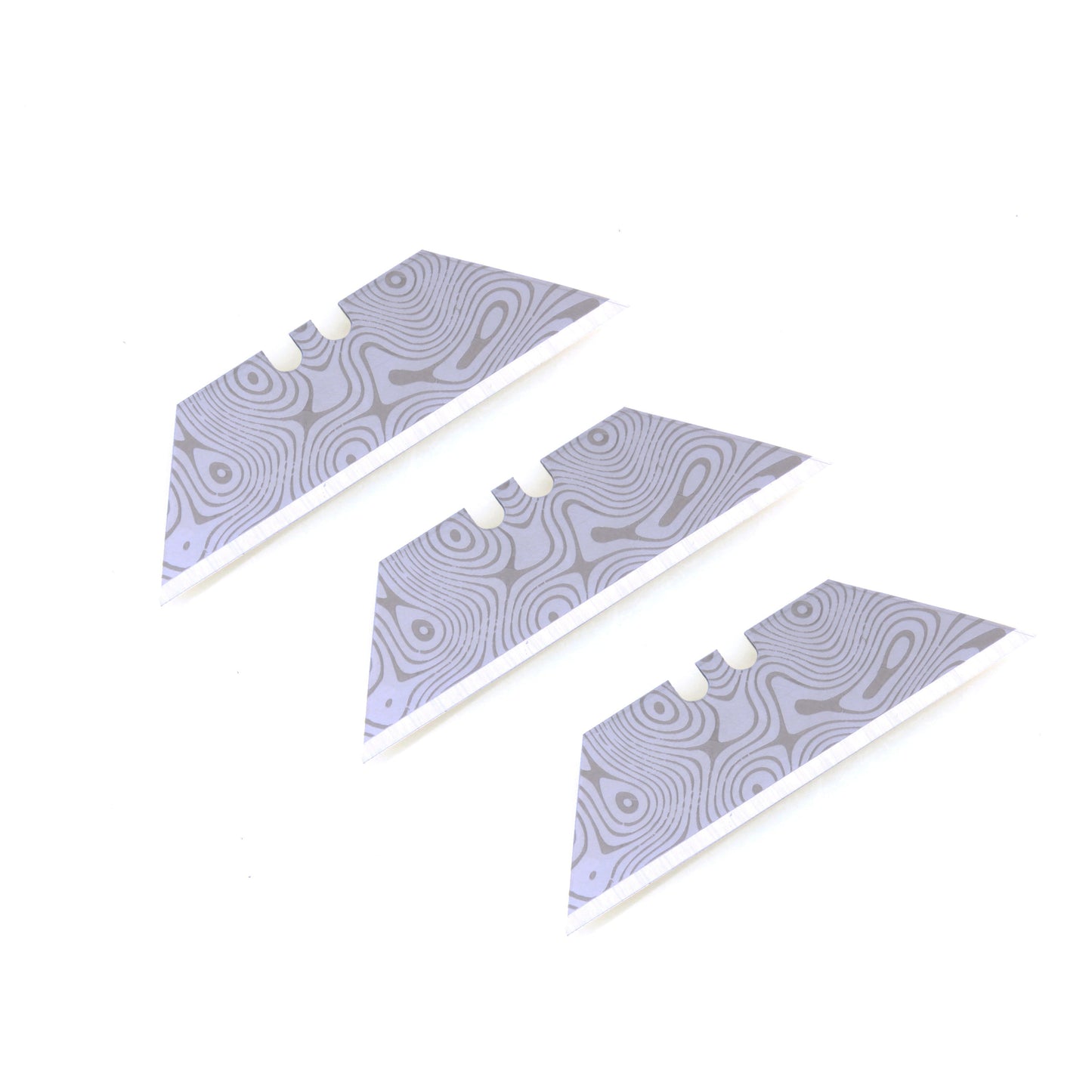 Stinger Survival Tools Laser Engraved Utility Edges, Tool Replacements - Damascus Style (Trapezoid 3 pcs - Silver)
