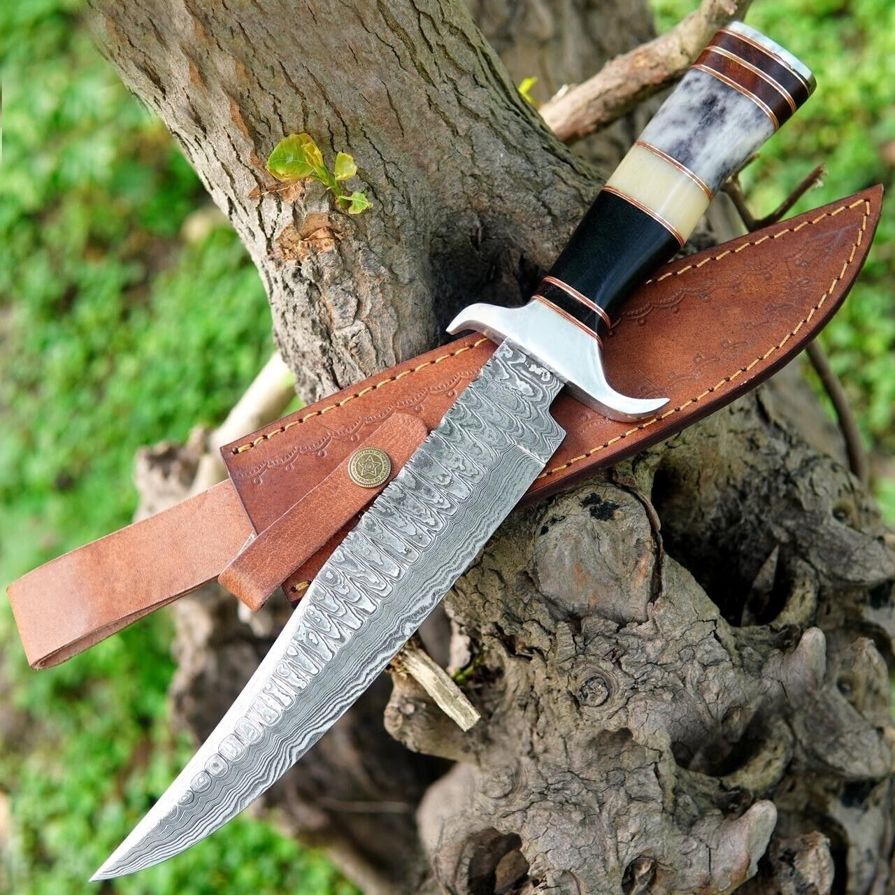 KBS Knives Damascus Bowie Knife - 16-Inch Handmade Masterpiece