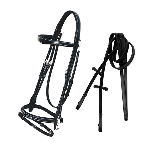 Bridles & Reins ExionPro Quick Release Snaffle Jumping Bridle with Rubber Reins