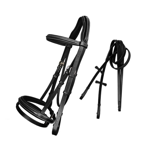 Bridles & Reins ExionPro Pressure Relief Crown Raised Padded Jumping Bridle with Reins