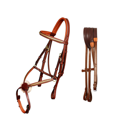 Bridles & Reins ExionPro SS / Brass Clincher Figure 8 Bridle with Rubber Reins