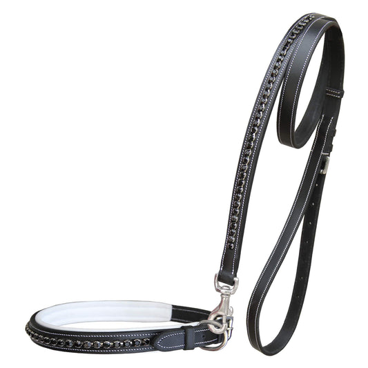 Bridles & Reins ExionPro Black Bling Dog Collar With Leash