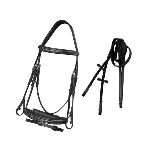 Bridles & Reins ExionPro Designer Fancy Stitched Bridle with Flash and Rubber Reins