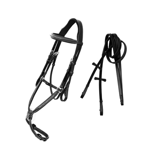 Bridles & Reins ExionPro Designer Fancy Stitched Figure 8 English Bridle With Rubber Reins