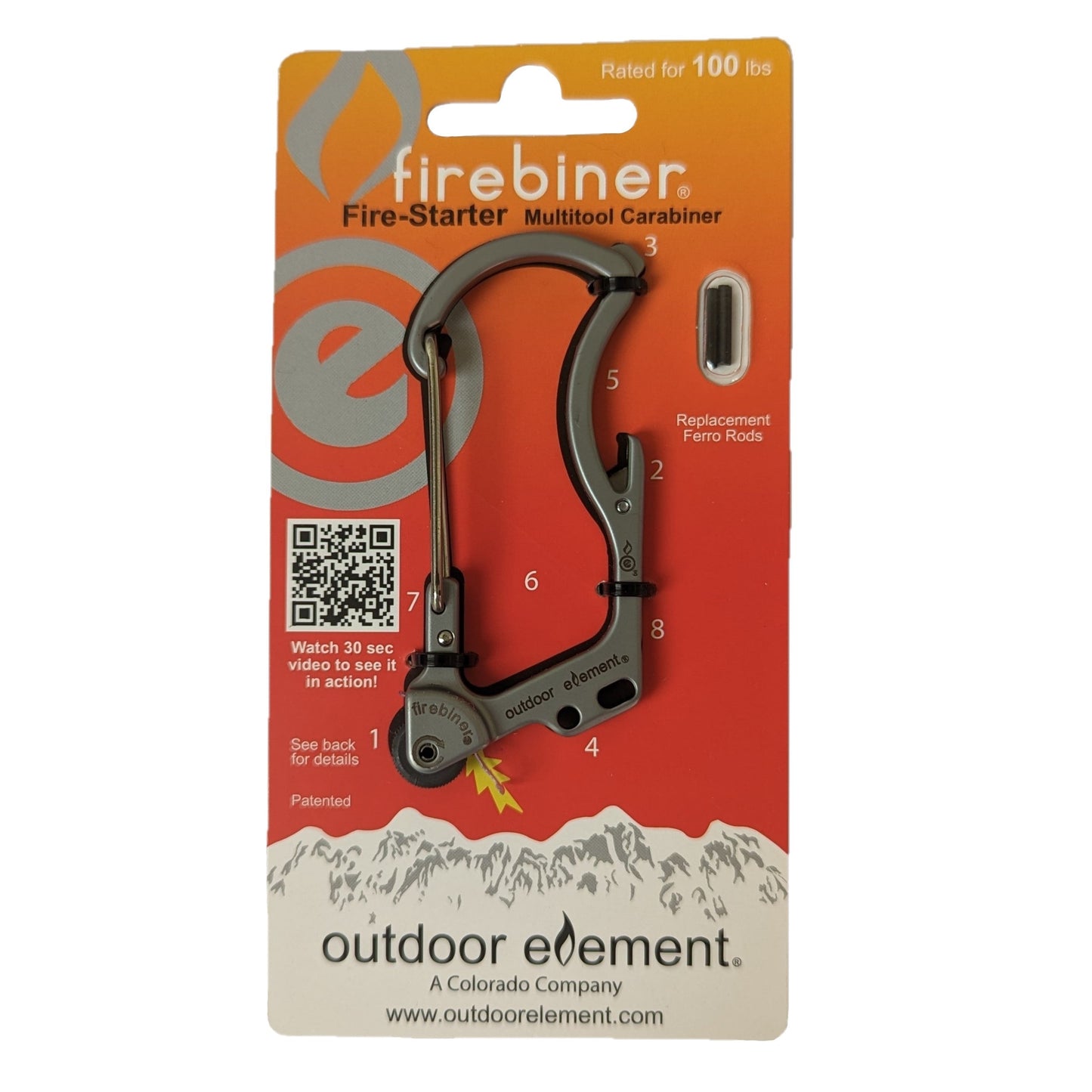 Outdoor Element Firebiner: Fire-starting Multitool Carabiner