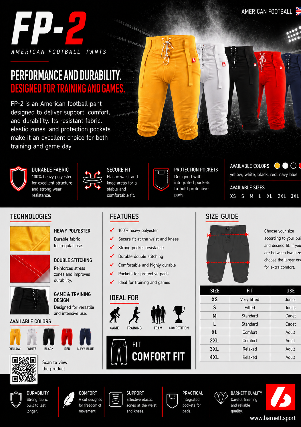 Barnett FP-2 Football Pants, Match