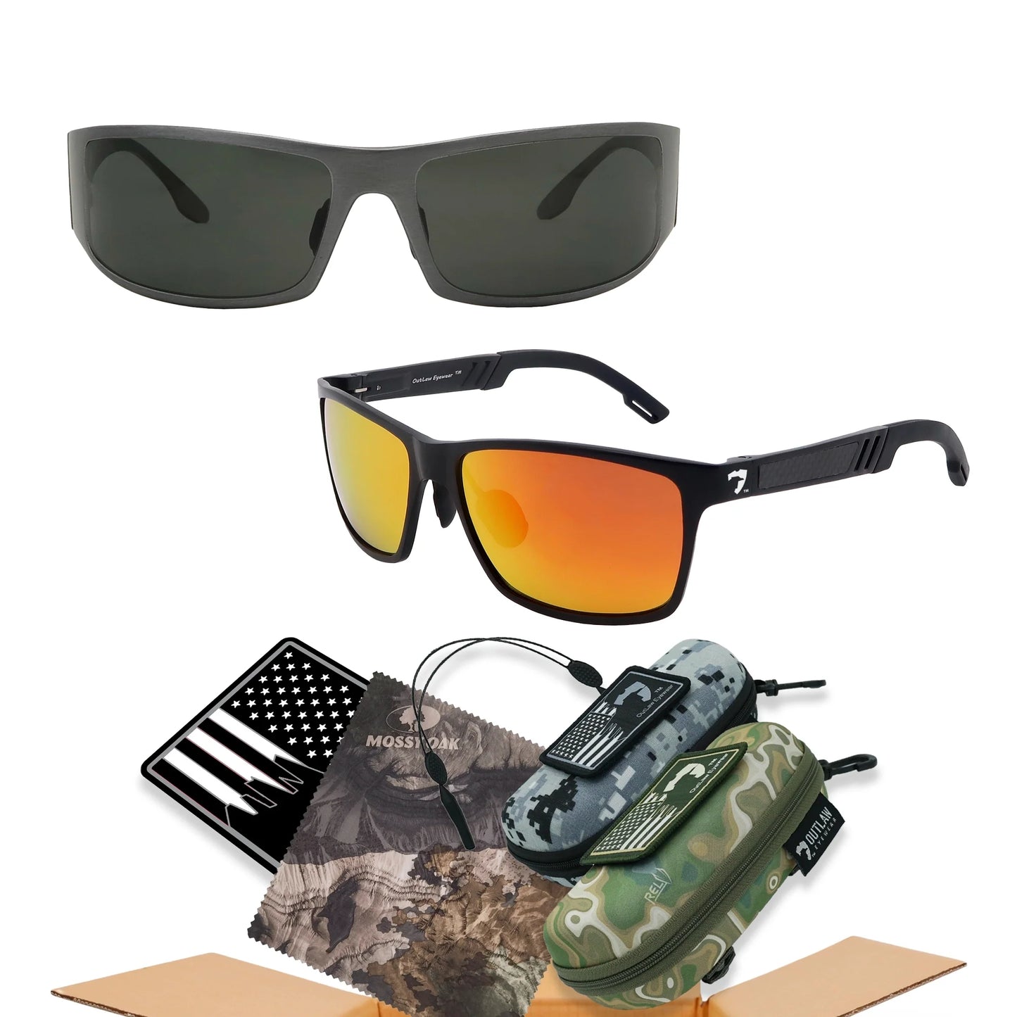 Outlaw Eyewear - Fugitive TAC Brushed GunMetal Vortex Box Bundle