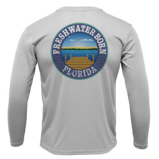 Saltwater Born Miami Orange and Green Freshwater Born Men's Long Sleeve UPF 50+ Dry-Fit Shirt