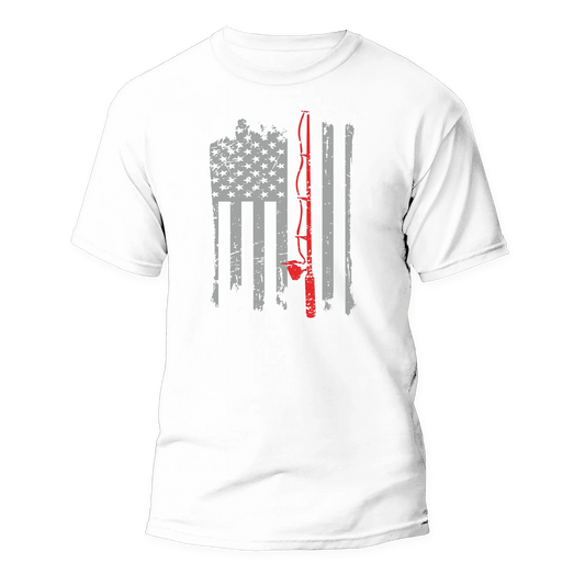 Outdoorzees Fishing Rod American Flag Unisex T-Shirt