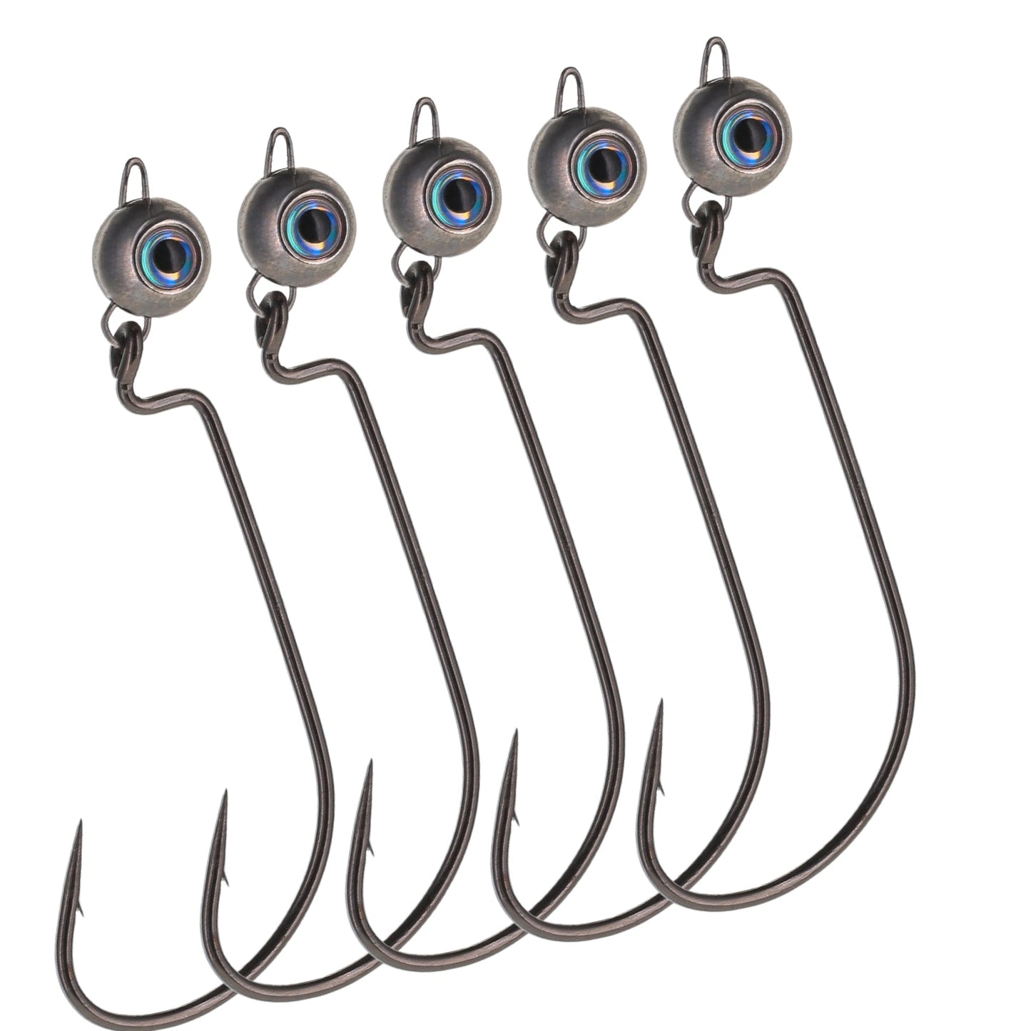 Reaction Tackle Free Swing Jig Head with Realistic Eye 5-Pack - Ideal for Ned Rig and Texas Rig - 97% Tungsten