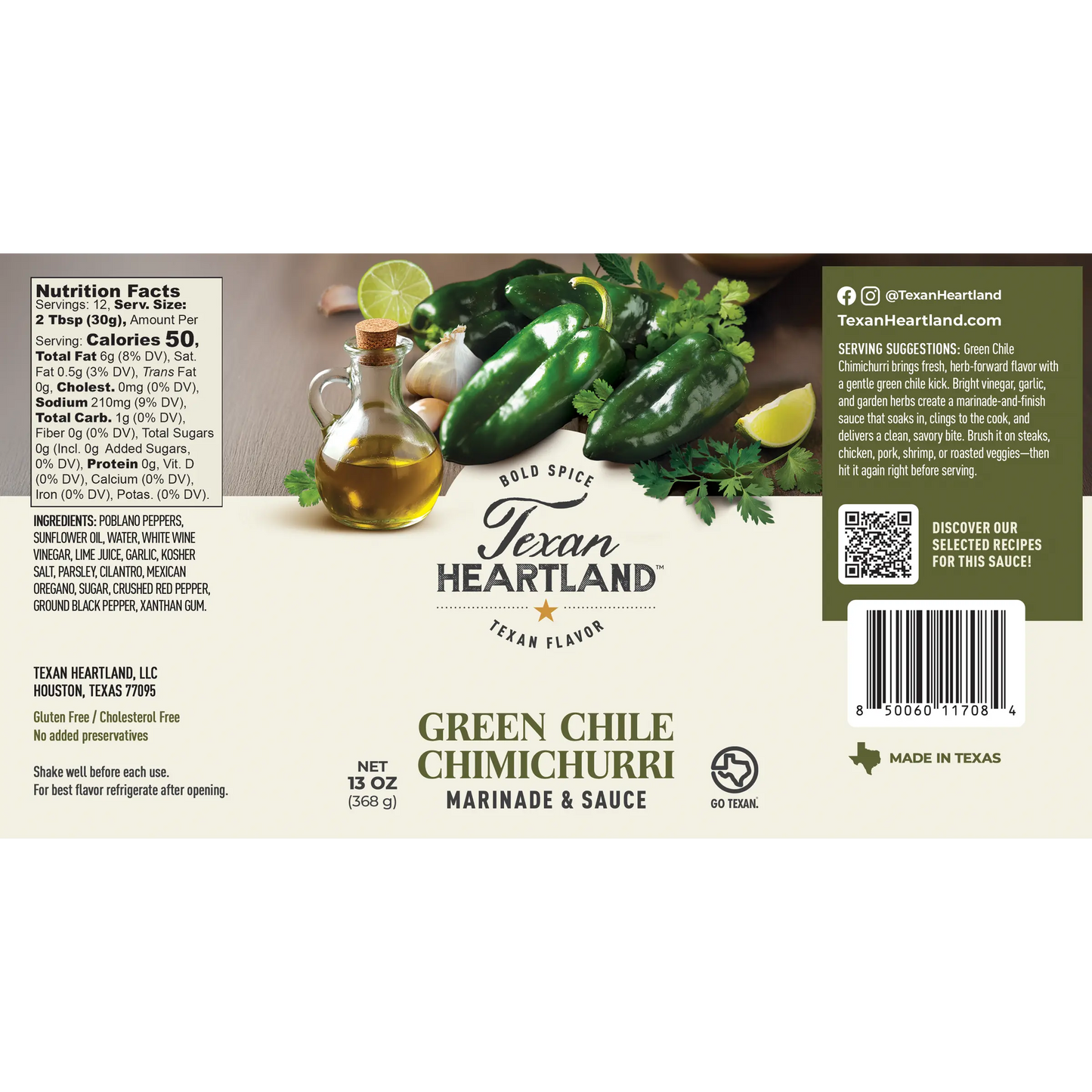 Texan Heartland Green Chile Chimichurri Marinade & Sauce