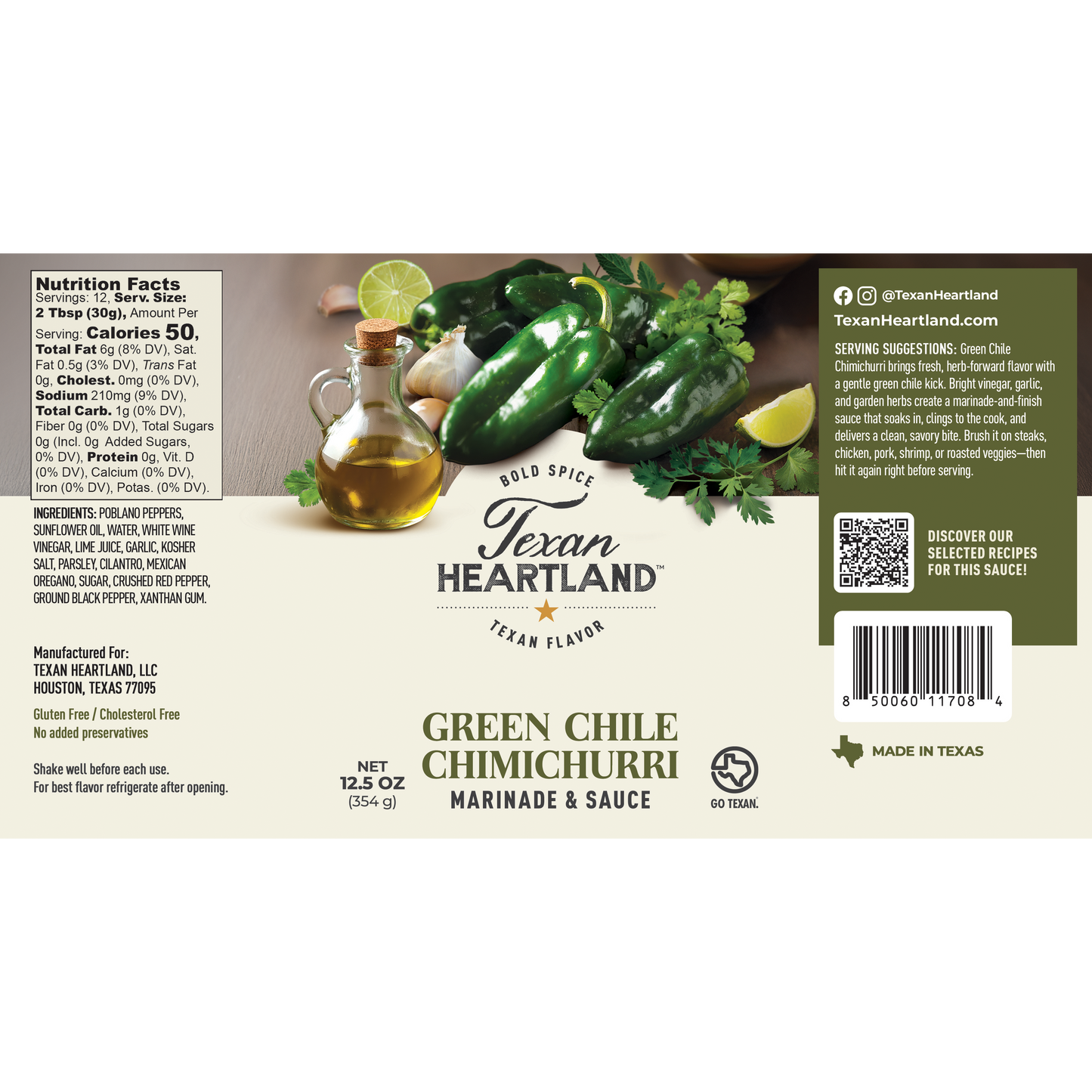 Texan Heartland Green Chile Chimichurri Marinade & Sauce