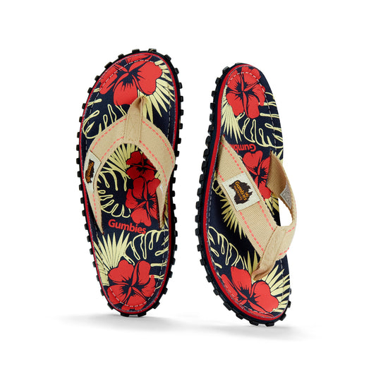 Gumbies Islander Flip-Flops - Men's - Denim Hibiscus
