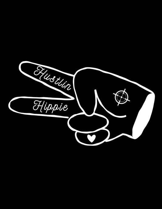 Hustlin Hippie The Motto T-Shirt- LOVE BIG.GRIND HARD- BLACK