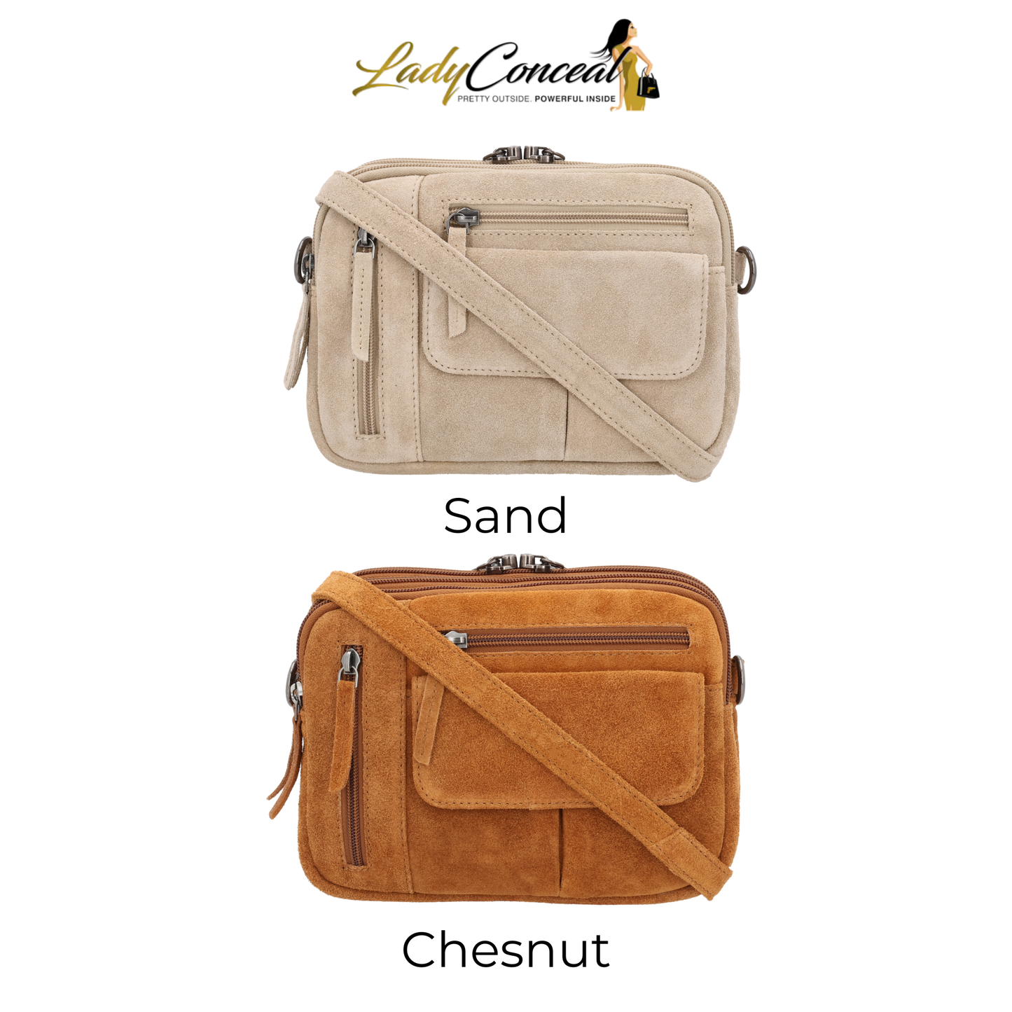 Concealed Carry Hadley Suede Crossbody by Lady Conceal
