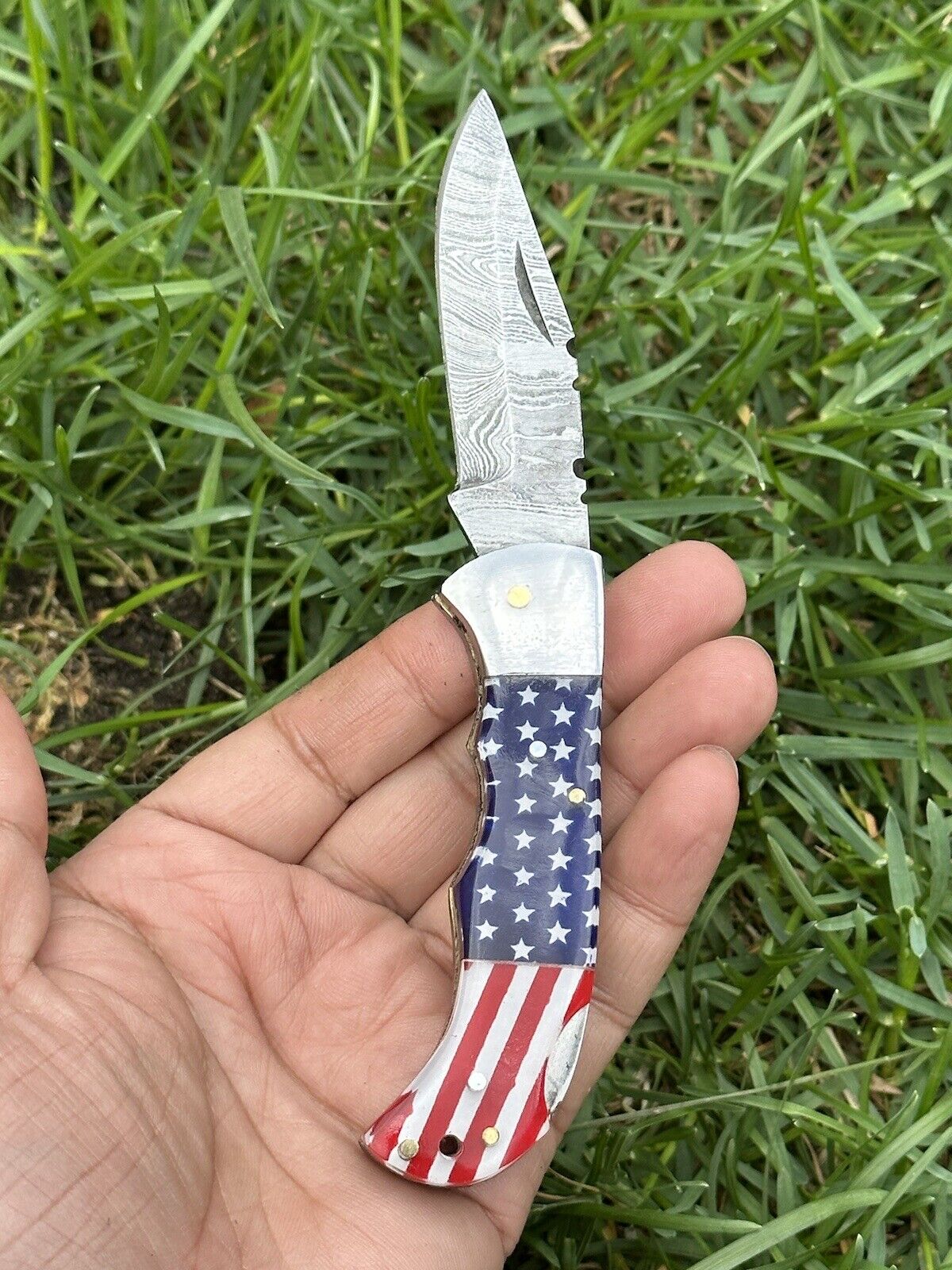 Texan Knives Lone Star 3-Inch Damascus Pocket Knife – Custom Handmade with Bone Handle