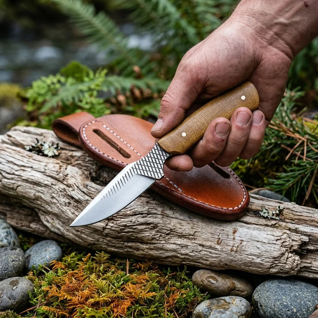 Frontier Cowboy Gear Handmade Rasp Tool Steel Cowboy Knife with Leather Sheath