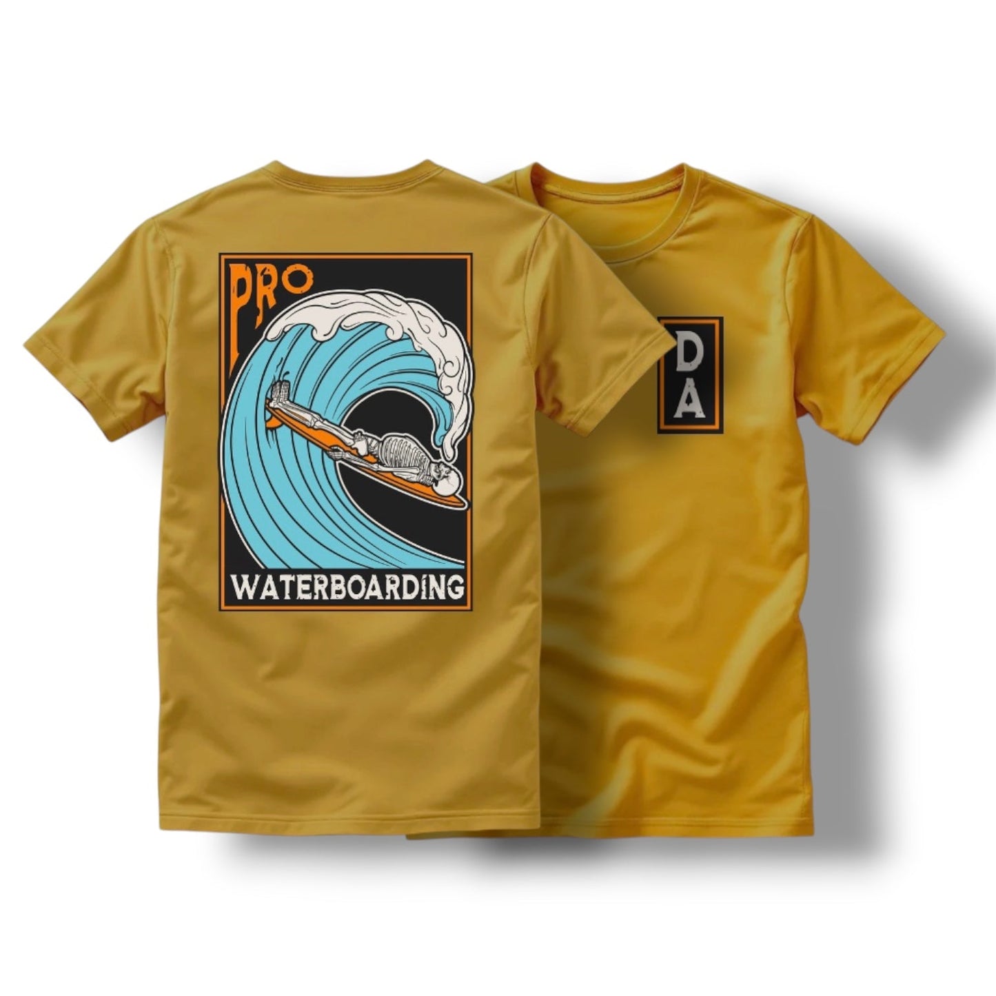 Direct Action Apparel "WATERBOARDING" TEE (HEATHER BLACK / MUSTARD)