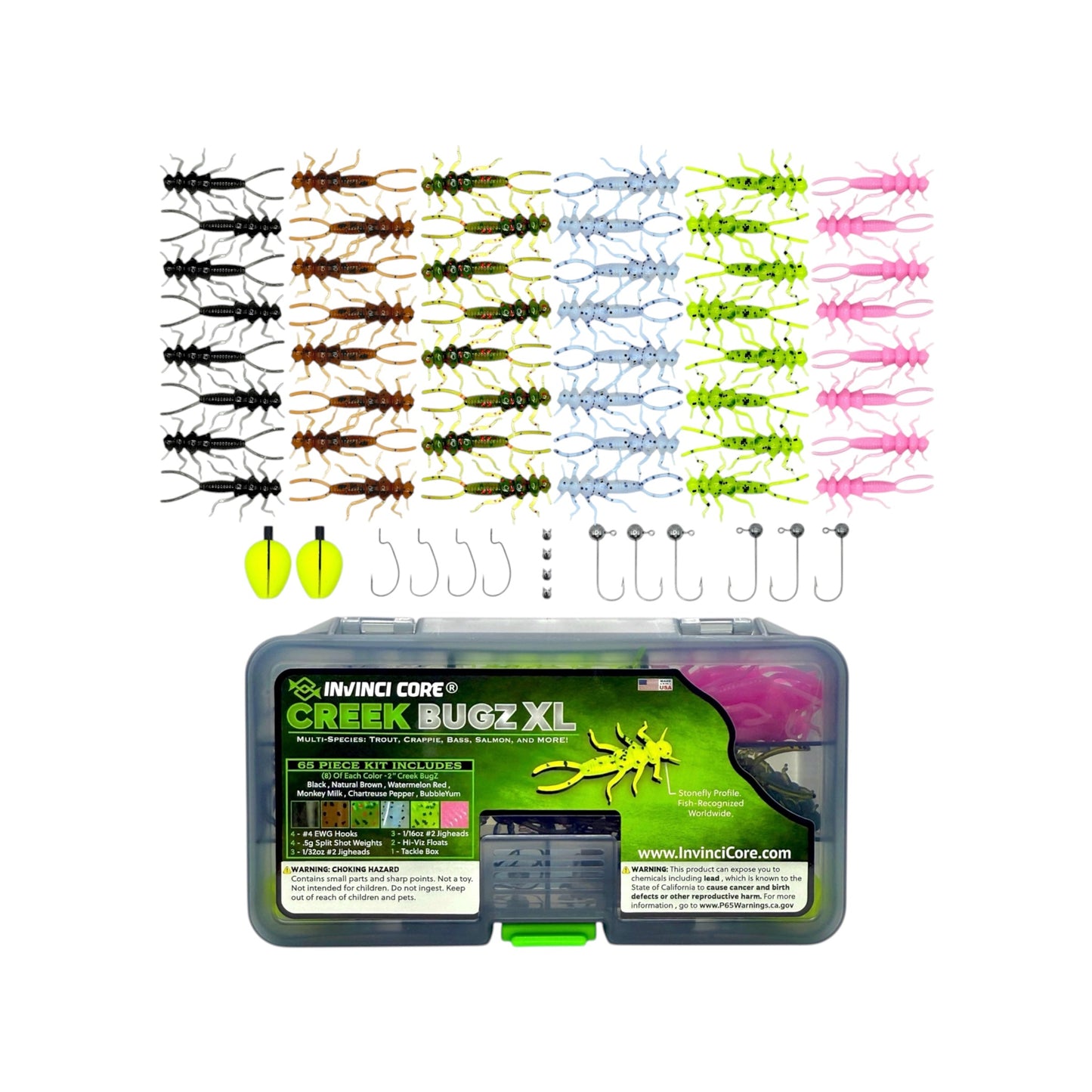 Invinci Core Creek BugZ XL 2” - 65 Piece (Stonefly) Kit
