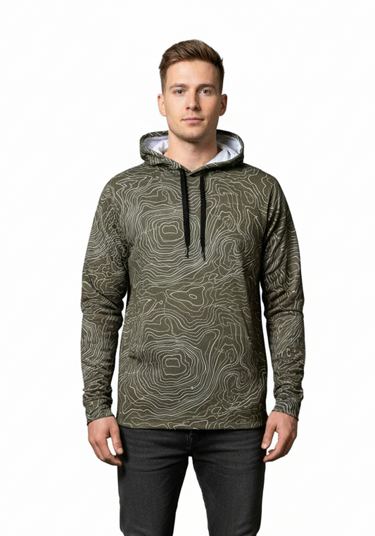 Hooked & Tagged - Men's Topographical Performance Hoodie