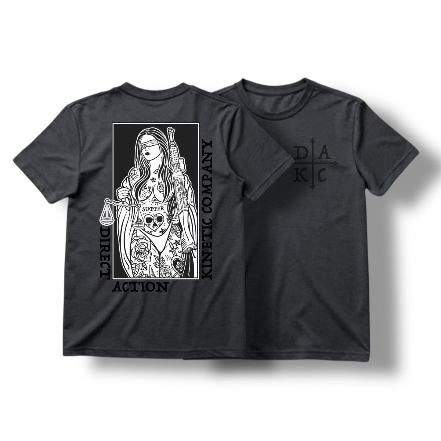 Direct Action Apparel "BLIND JUSTICE" TEE (HEATHER CHARCOAL)