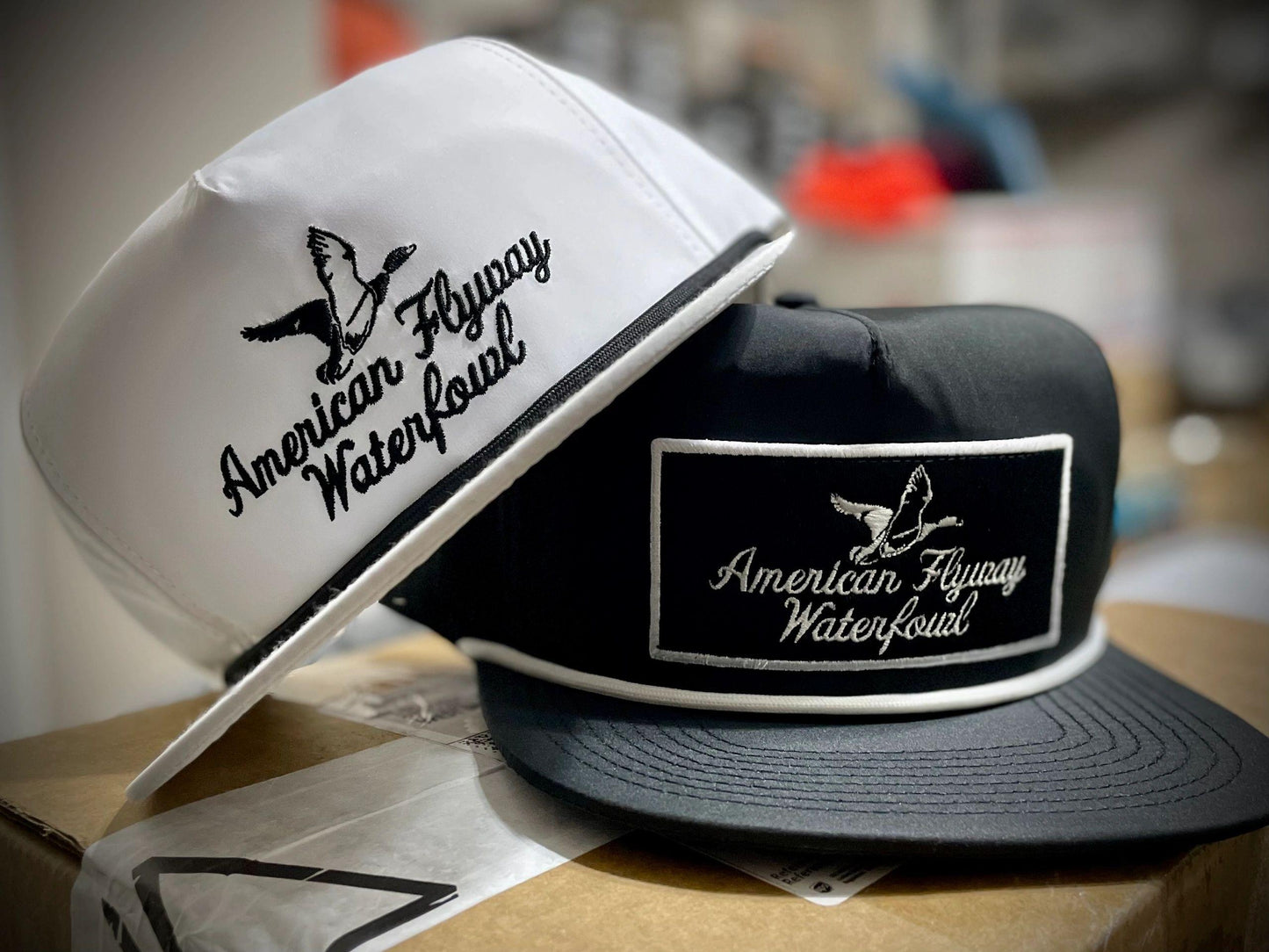AF Waterfowl - Throwback Vintage Rope Hat White with Black Rope