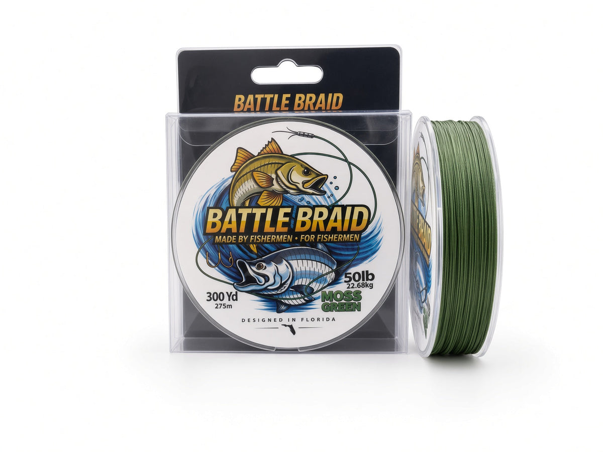 BATTLE BRAID MOSS GREEN 300 YARD 8X PE
