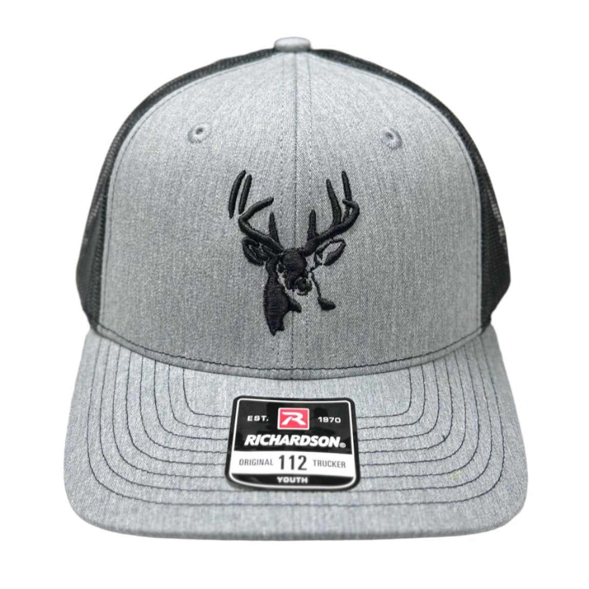 AF Waterfowl Youth 112Y AFW Buck Logo Heather Grey - Black Mesh Back