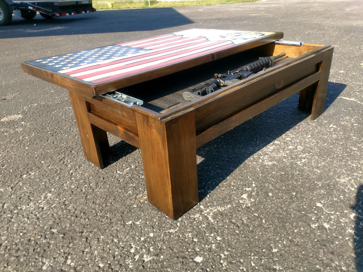 Liberty Home Concealment Rustic American Flag Gun Storage Coffee Table