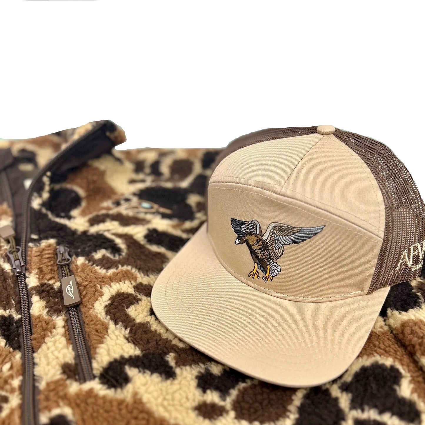 AF Waterfowl Specklebelly Pale Khaki & Brown 7 Panel Hat