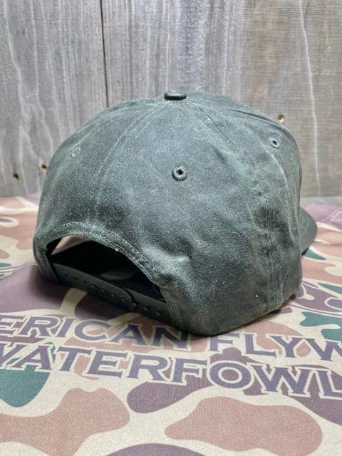 AF Waterfowl Leather Patch Dark Olive Waxed Cap 7 Panel Snapback