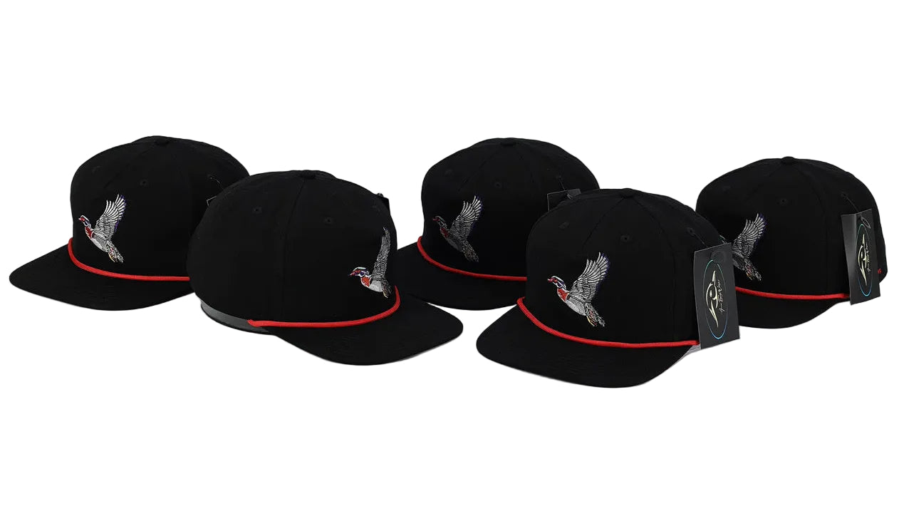 American Flyway Waterfowl Flying Wood Duck Black RipStop Hat
