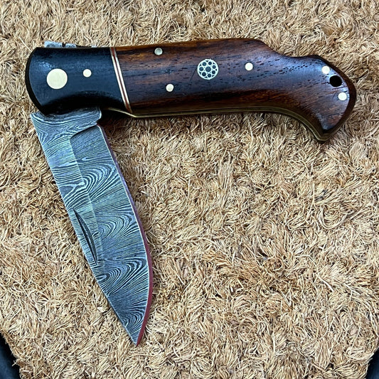 KBS Knives Get Your Hands on the Ultimate Damascus Steel Folding Pocket Knife with Rosewood Handle!