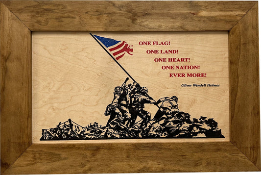 Bellewood Designs - Iwo Jima Flag Raising Decorative Wall-Mounted Secure Gun Cabinet