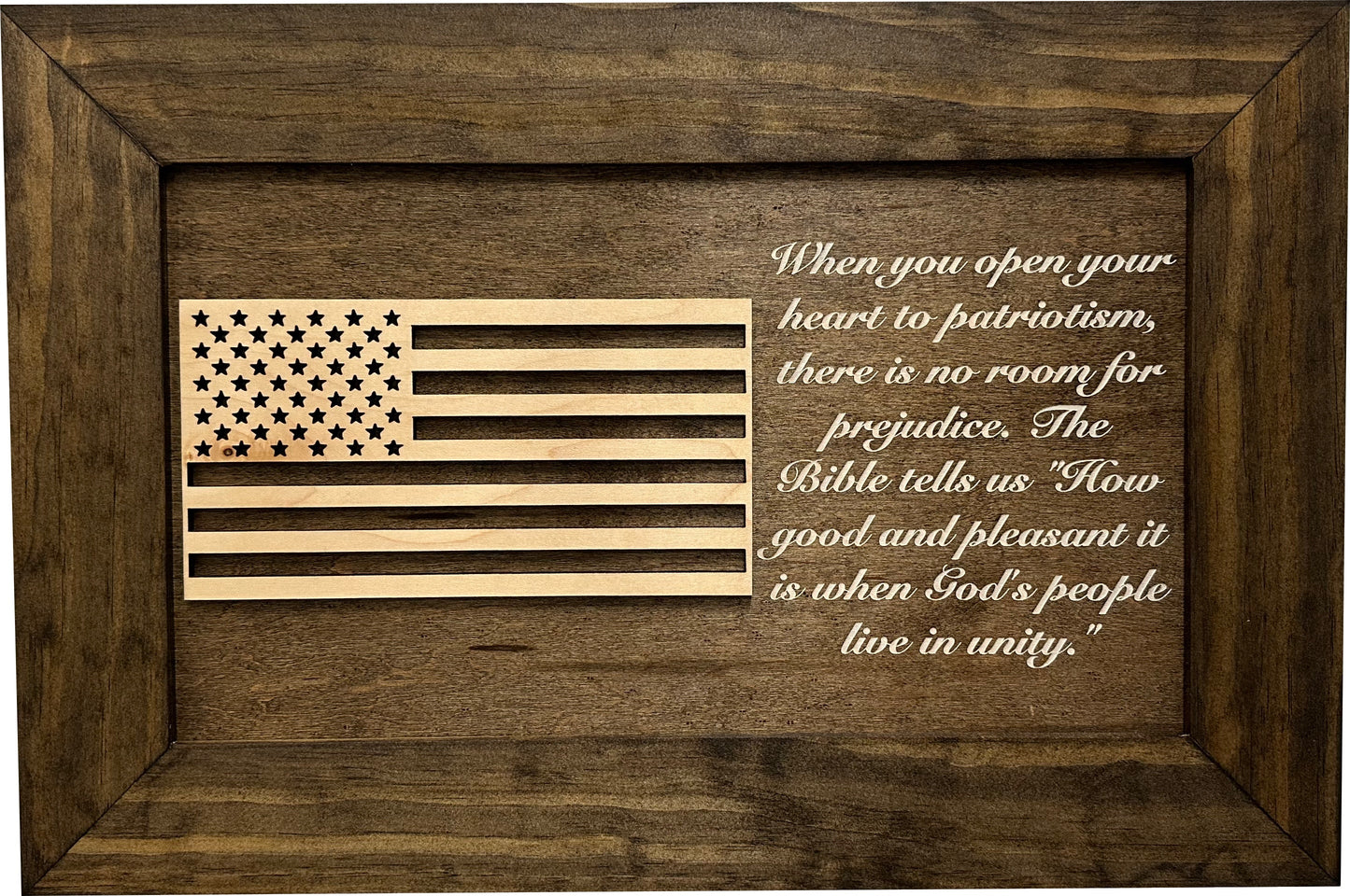 Bellewood Designs - American Flag Decorative Wall-Mounted Gun Cabinet (Jacobean & Natural)