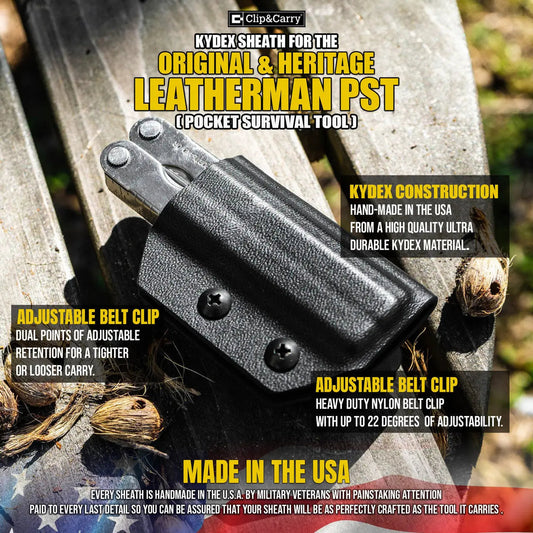 Clip & Carry Kydex Sheath for the Leatherman Original PST