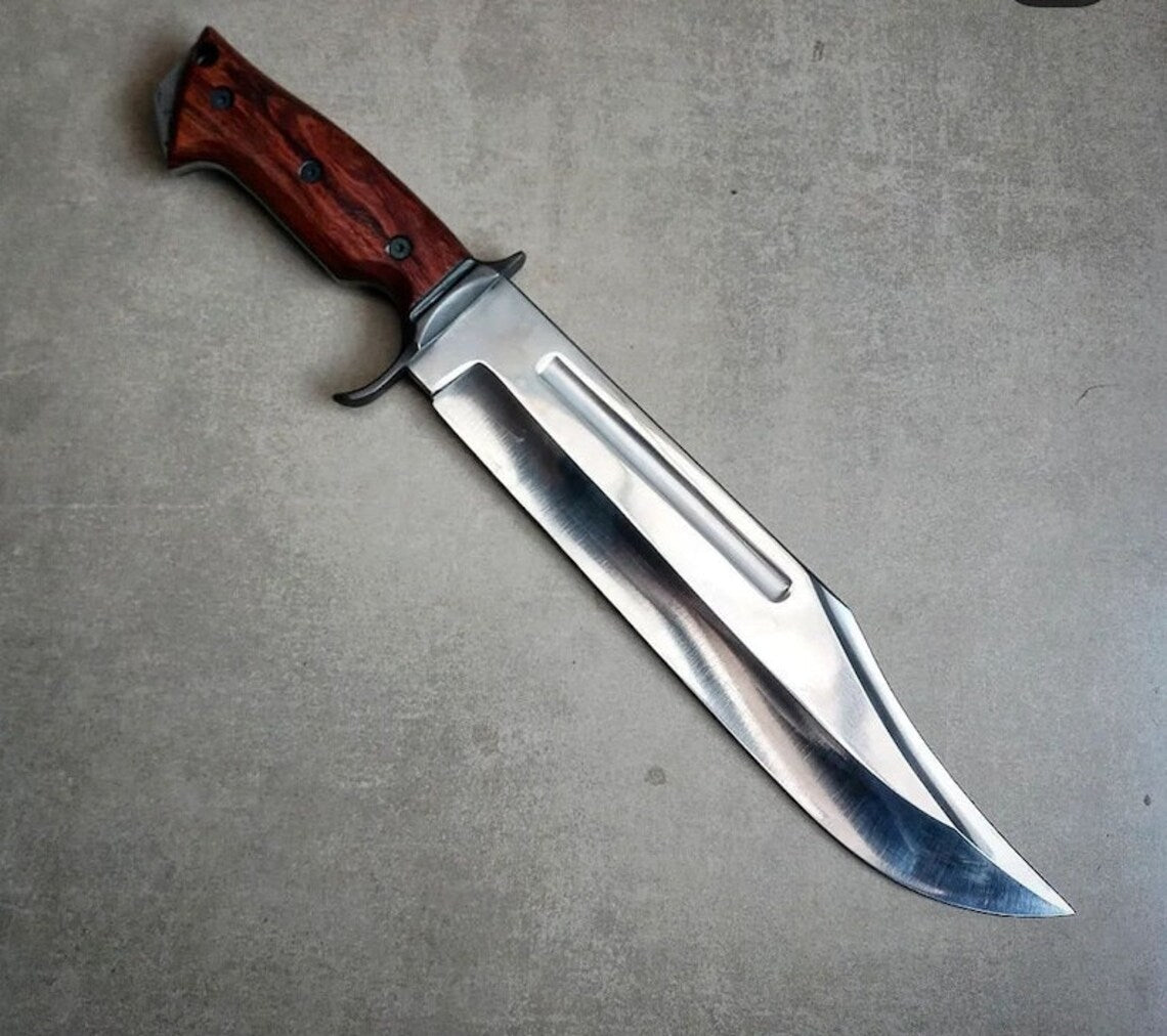 KBS Knives Custom Handmade Leatherneck Bowie Knife with Full Tang O1 Tool Steel Blade and Exotic Wood Handle - 15.5 Inches