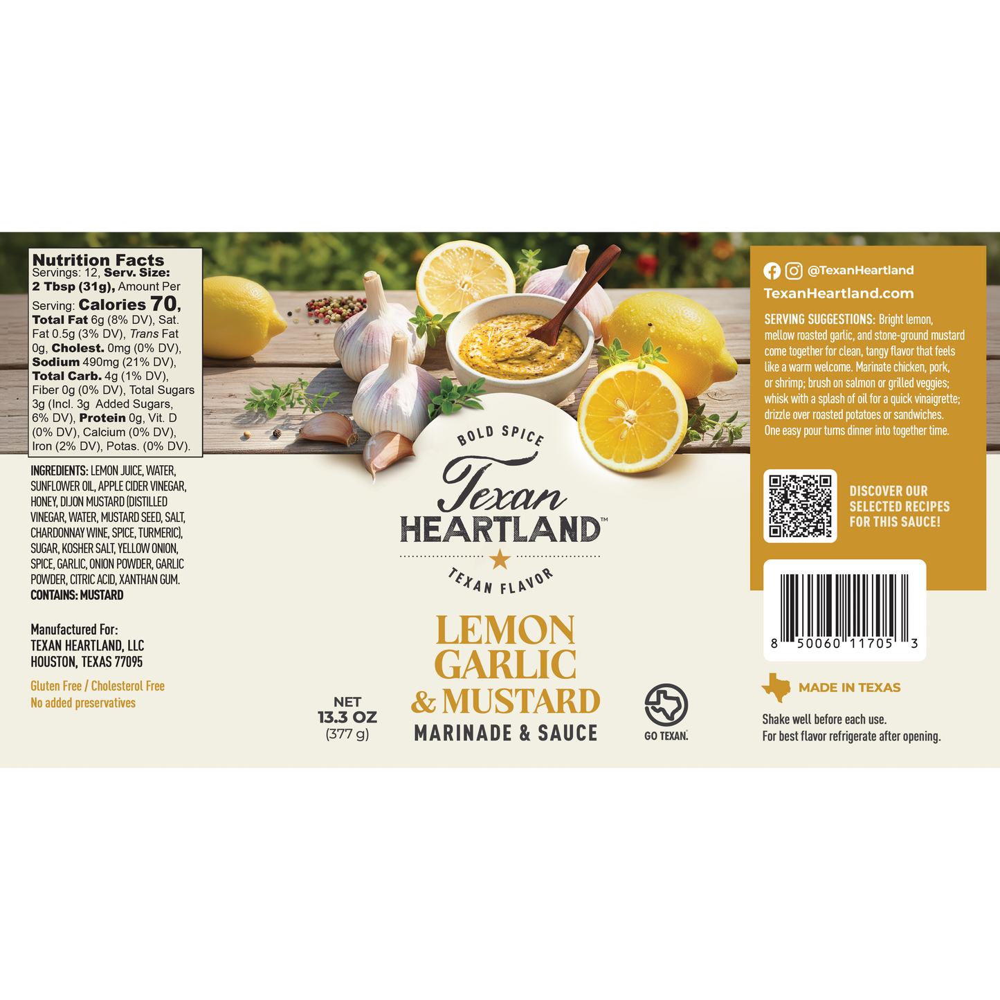Texan Heartland Lemon, Garlic & Mustard Marinade & Sauce