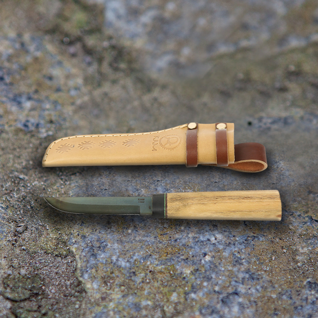 Kam Knife – P10 - Accacia Wood Handle - Fixed Blade Flat