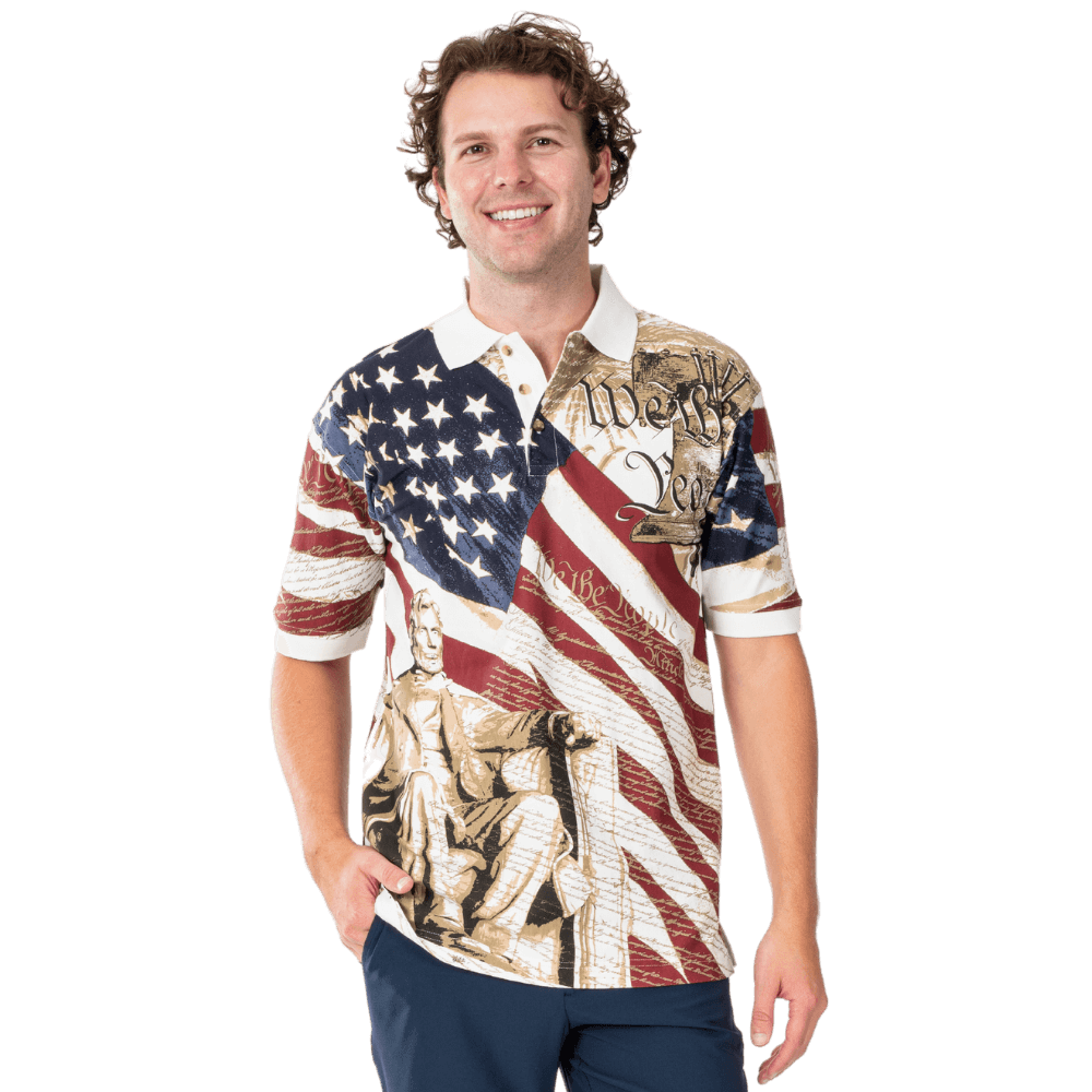 The Flag Shirt Men's Abraham Lincoln 100 % Cotton Polo Shirt