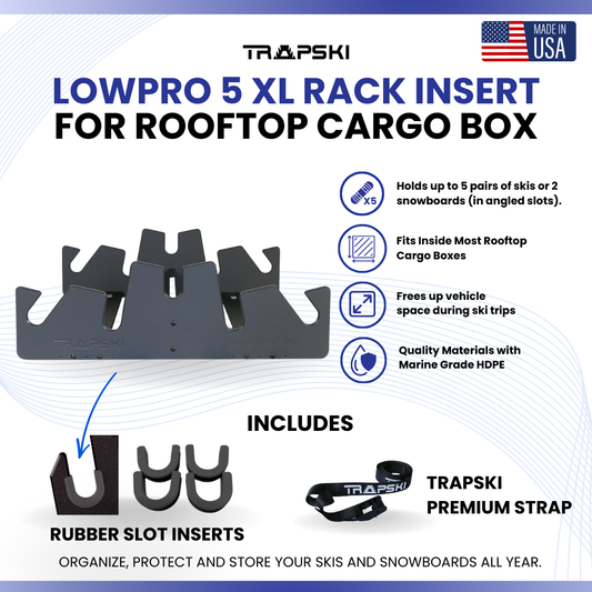 TRAPSKI LowPro 5 XL Ski and Snowboard Rack Insert for Rooftop Cargo Box
