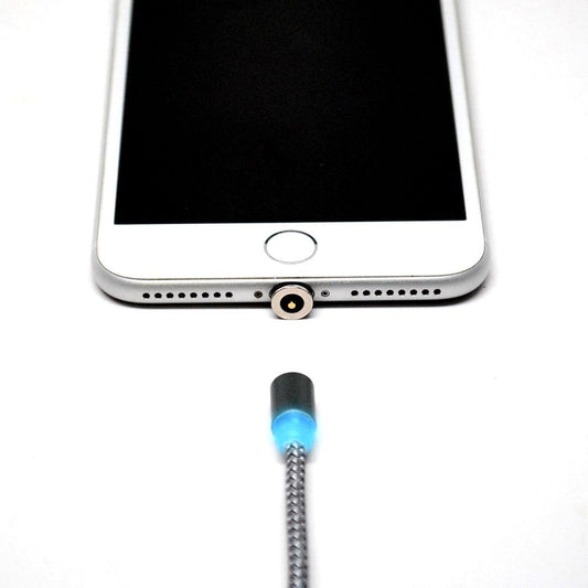 Powertac - Magnetic USB Charging Cable, 3 in 1 Nylon Cord, Compatible with Micro USB, Type C, and Apple Products