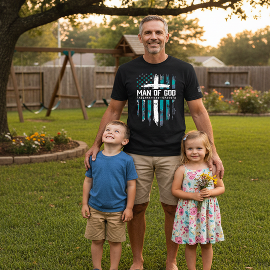 Steadfast American Man of God Shirt – Husband Dad Grandpa Christian Patriotic T-Shirt