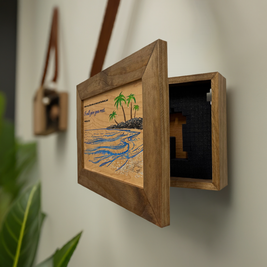Bellewood Designs - Bible Verse Decorative & Secure Wall-Mounted Gun Cabinet - Matthew 11:28