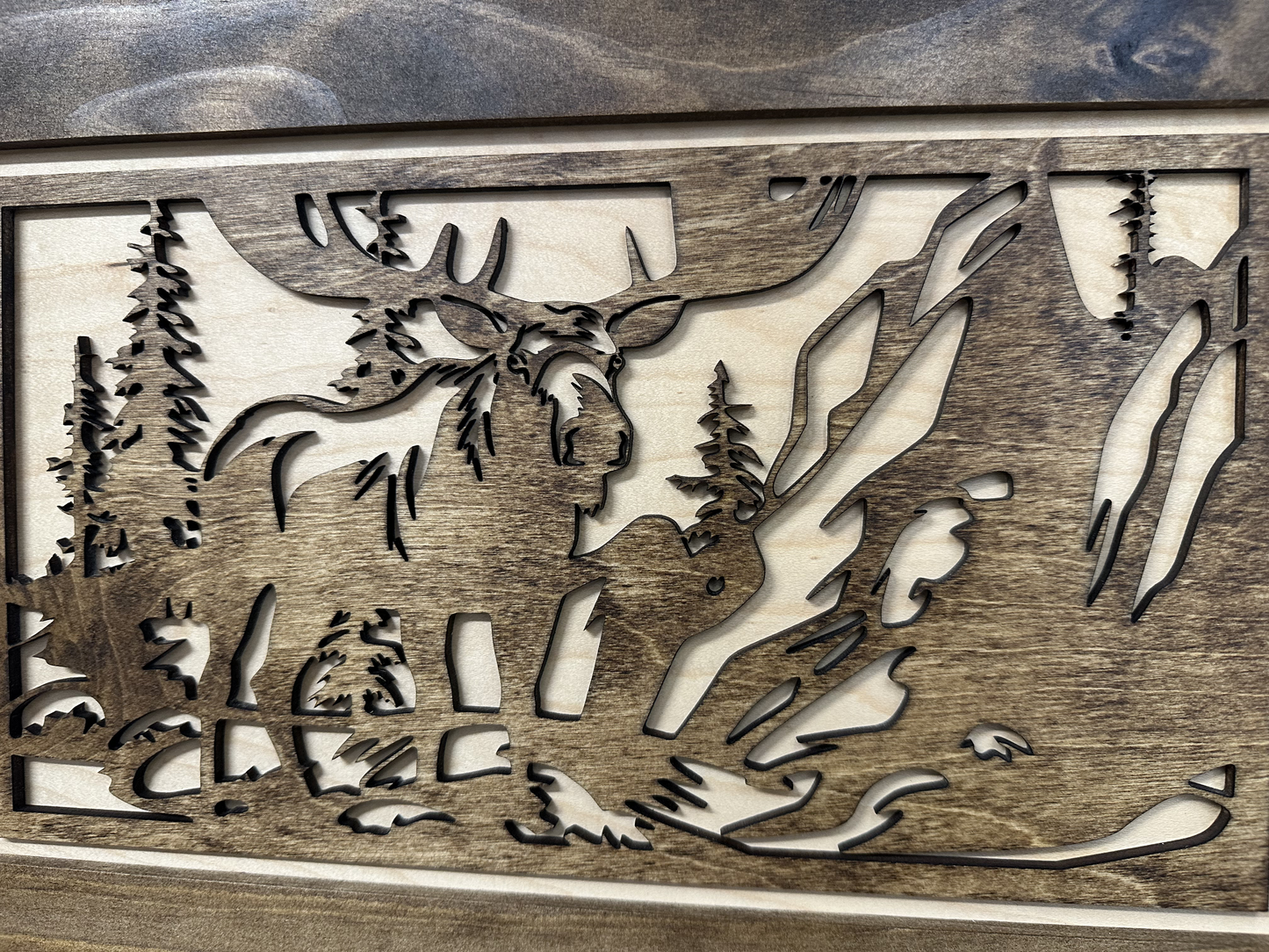 Bellewood Designs - Moose in the Woods Gun Concealment Furniture - Handcrafted Hidden Gun Storage Wall Decor - Hidden Gun Shelf with Magnetic Lock for Quick Access