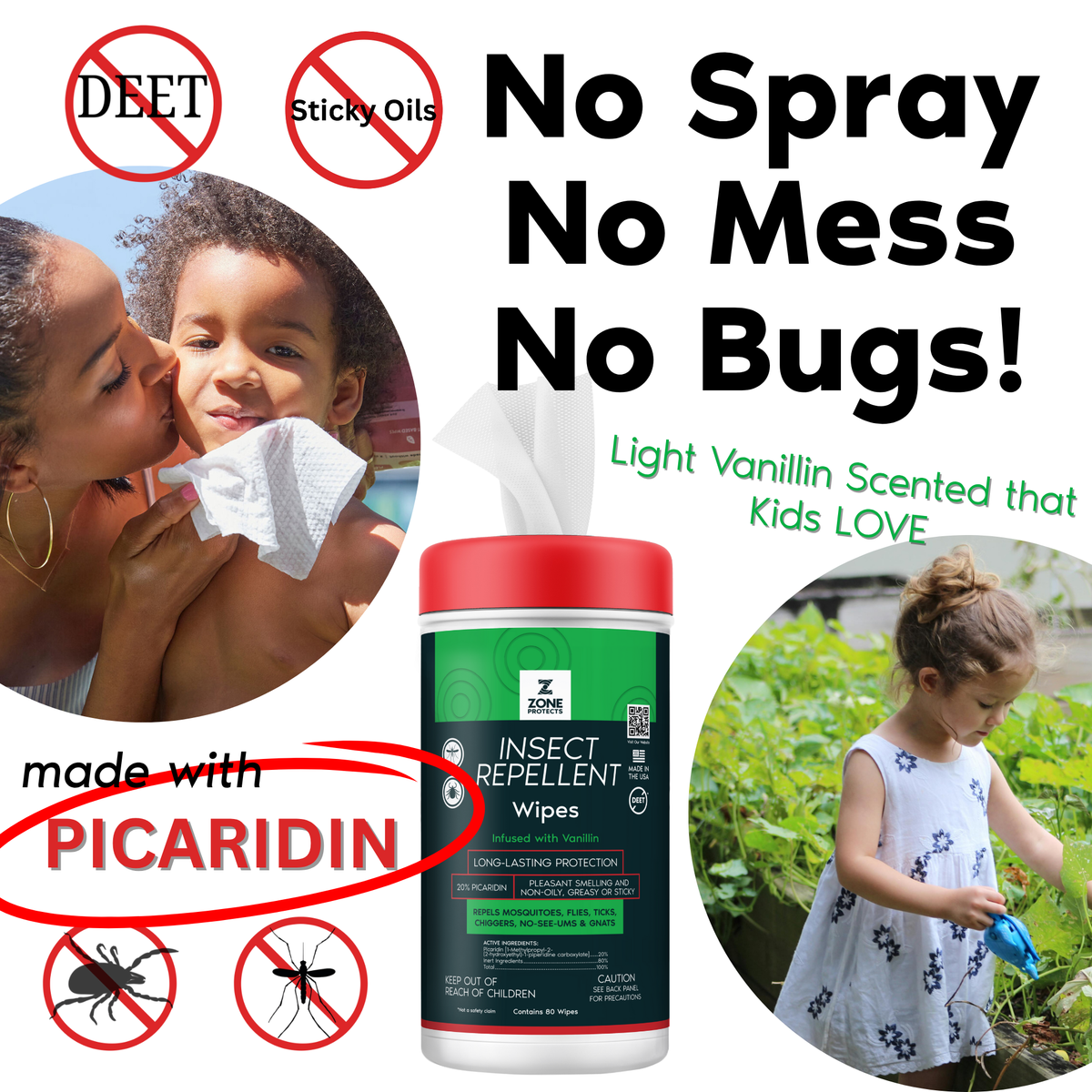 Zone Protects Scented Insect Repellent Wipes